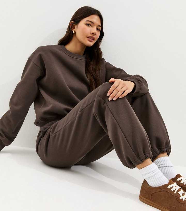 Dark Brown Toggle Cuff Joggers