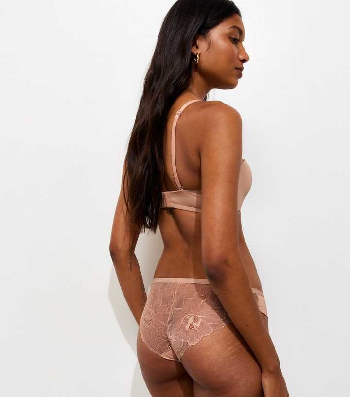 Tan No Vpl Lace Back Brazilian Briefs