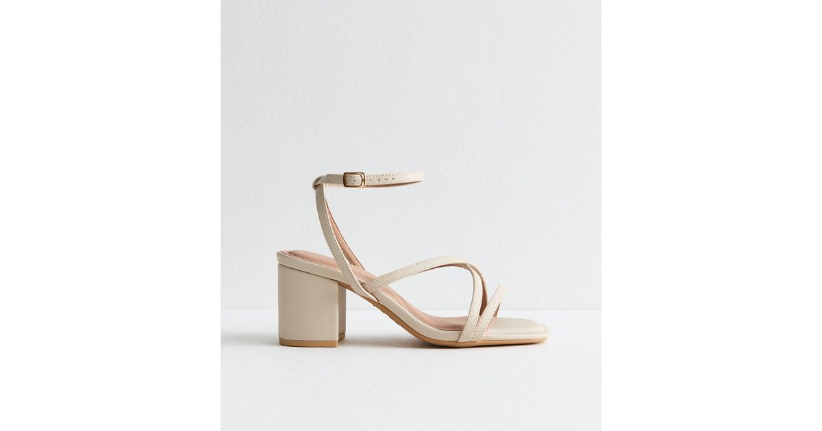 Extra Wide Fit Off White Block Heel Multi Strap Sandals | New Look