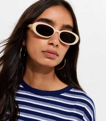 Light Yellow Oval Tinted Sunglasses