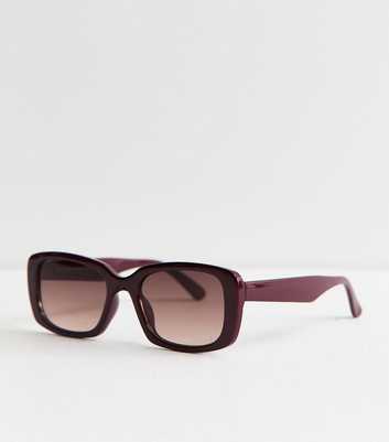Burgundy Oversized Rectangle Sunglasses
