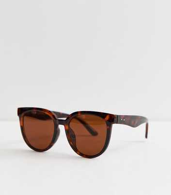 Brown Round Tortoiseshell Effect Cat Eye Sunglasses