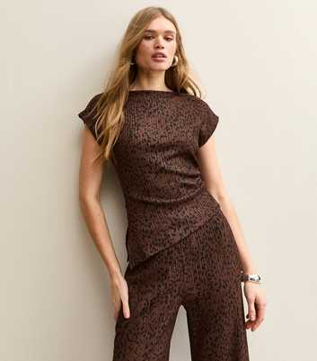 Brown Spotty Crinkled Asymmetric Top