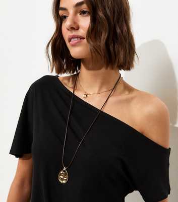 Black Jersey Off The Shoulder Top