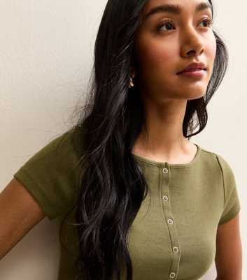 Dark Khaki Popper Through Top
