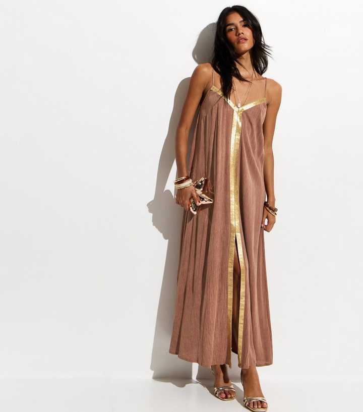 chinese dress ladies Lindi Maxi Dress - Brown/Beige main image 0