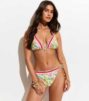 Yellow Tropical Fruit Side Tie Bikini Briefs