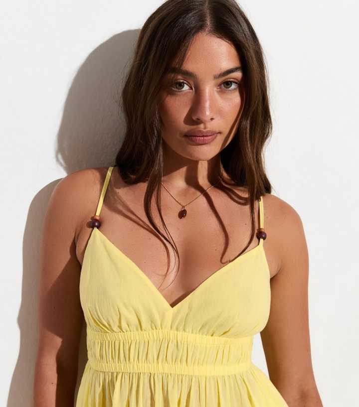 yellow beach dress Family Matching Sets - Yellow Tropical Print