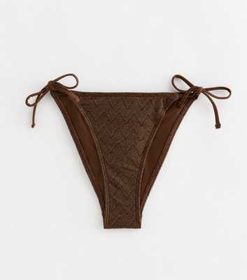 Dark Brown Glitter Chevron Side Tie Bikini Bottoms