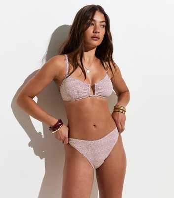 Brown Micro Polka Dot High Leg Hipster Bikini Bottoms