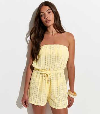 Light Yellow Lace Beach Strapless Jumpsuit