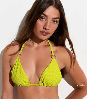 Bright Yellow Texture Triangle Bikini Top