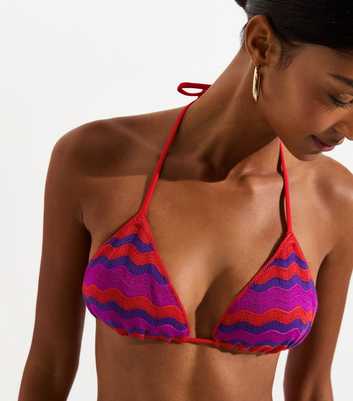 Purple Crochet Triangle Bikini Top