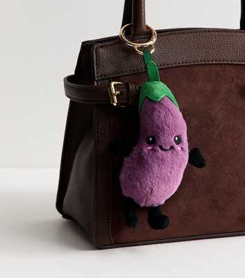 Dark Purple Plush Aubergine Bag Charm