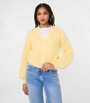 Pink Vanilla Light Yellow Crop Cardigan