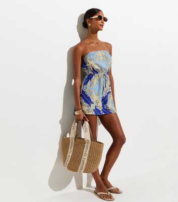 Blue Shell Print Beach Playsuit