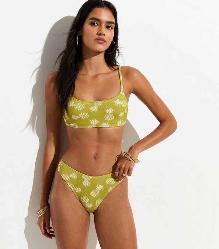 Green Pineapple Jacquard Voop Bikini Bottoms