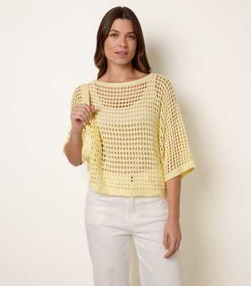Blue Vanilla Light Yellow Round Neck Net Top