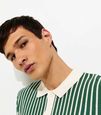 Green Regular Striped Short Sleeve Polo Top