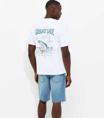 White Oversized Great Lake Print T-Shirt