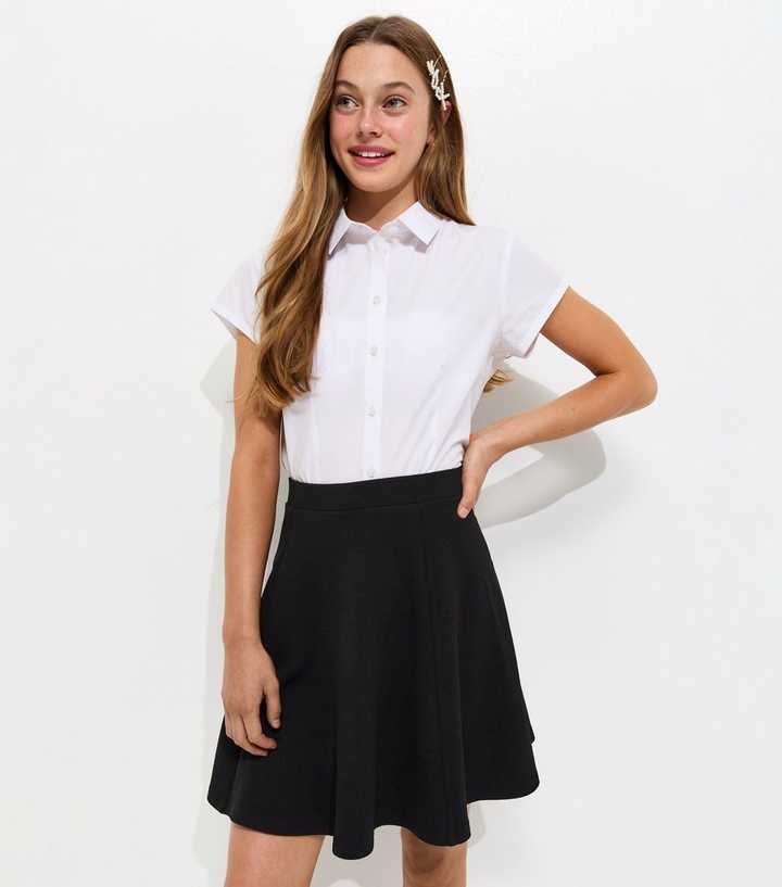 Girls Black Flared Skater School Skirt