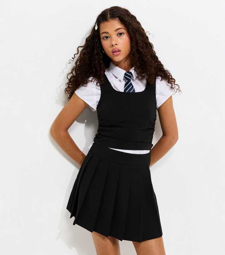 Girls Black Pleated Tennis School Skort