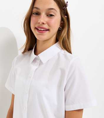 Girls White Pack Of 2 With Cotton Regular Short Sleeve School Shirt