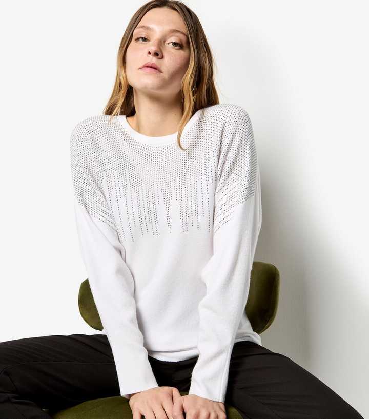 Apricot White Chandelier Stud Batwing Jumper