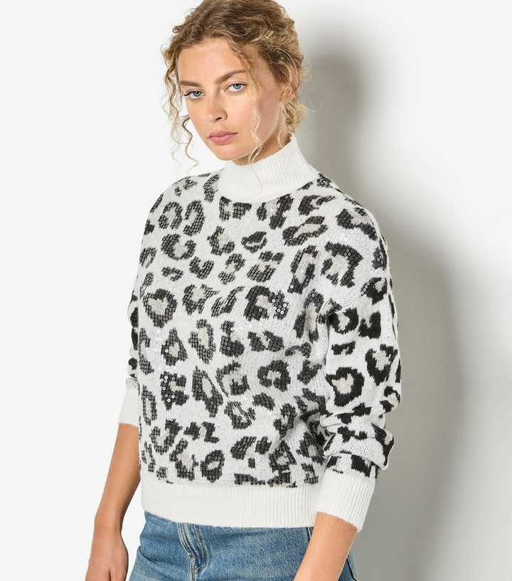 Apricot White Clear Sequin Knit Jumper