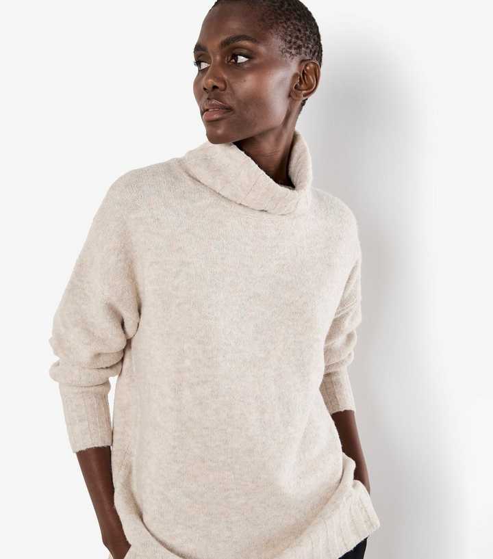 Apricot Cream Oversized Roll Neck Jumper