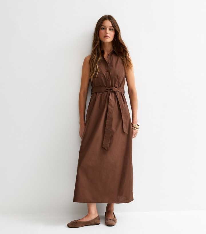 button up brown dress Polagram Evermore Collared Mini Dress