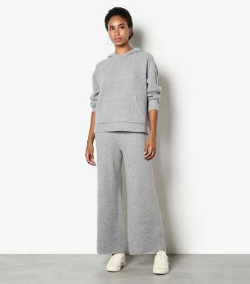 Apricot Dark Grey Waffle Knitted Hoodie