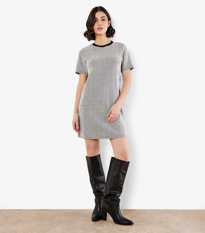 Apricot Black Chevron Mini T-Shirt Dress
