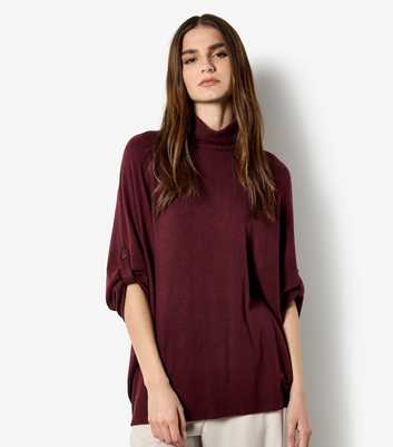Apricot Burgundy Soft Touch High Neck T-Shirt