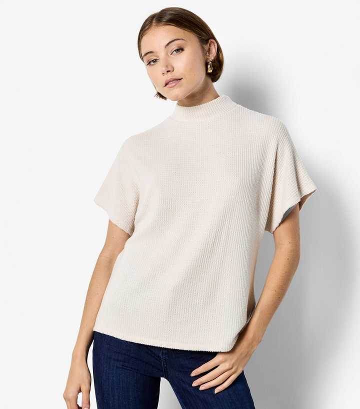 Apricot Stone Batwing High Neck T-Shirt