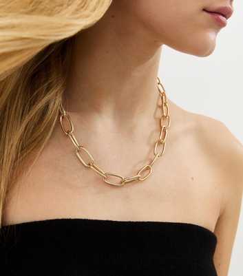 Gold Tone Oval Chain Link Necklace