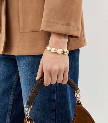 Gold Tone Sleek Pebble Stretch Bracelet