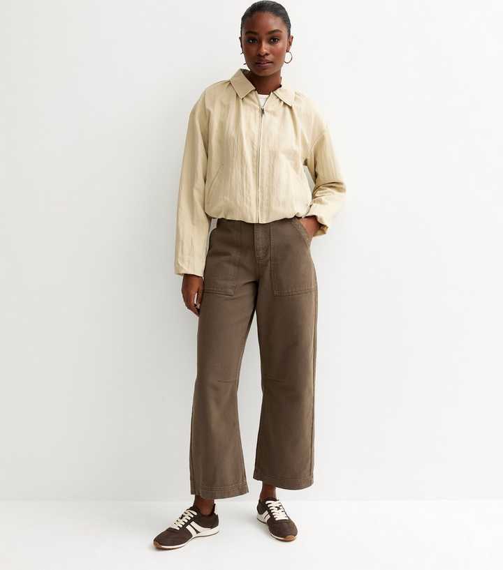 Brown Cargo Barrel Leg Trousers