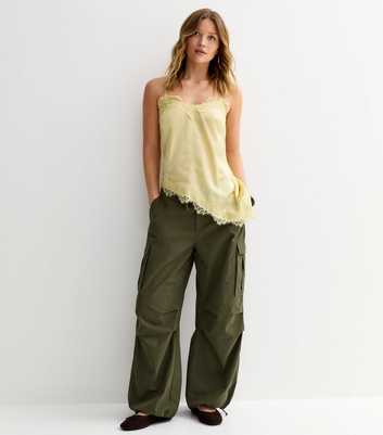 Dark Khaki Cargo Pocket Parachute Trousers