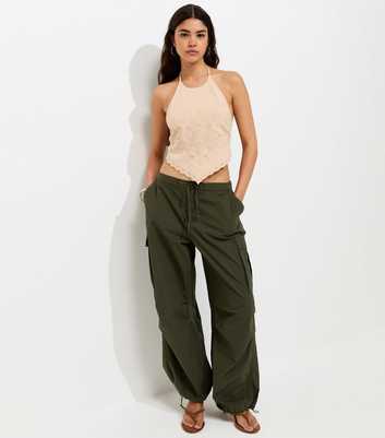 Dark Khaki Cargo Pocket Parachute Trousers