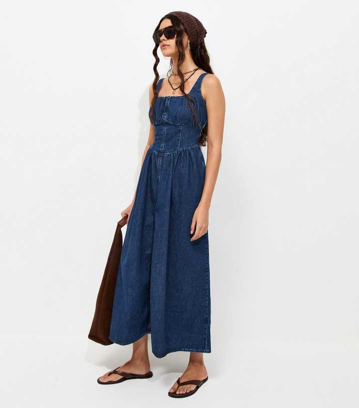 milkmaid denim dress EMERY ROSE Plus Flap Pocket Button Front Denim Dress For Autumn Milkmaid Dress Autumn Outfits For Women Festival Outfits Sundress Business Casual Woman