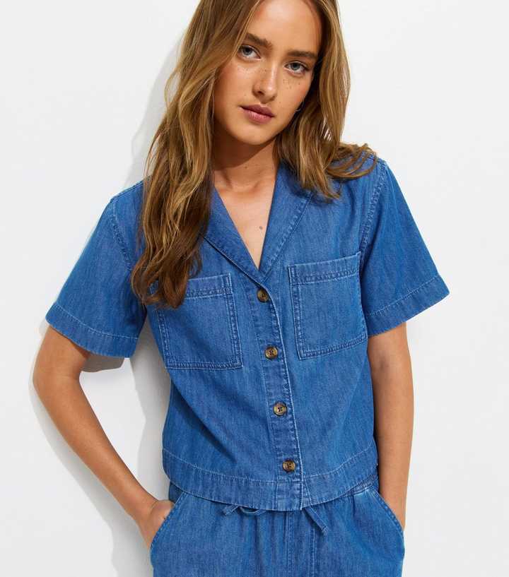 Blue Short Sleeve Boxy Shirt