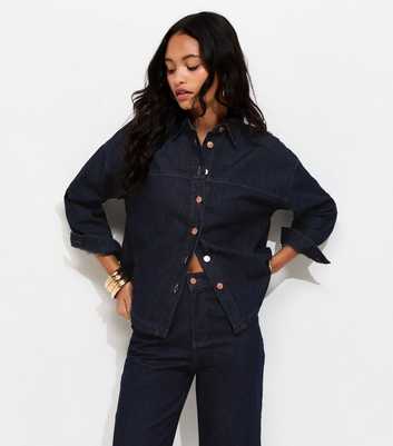 Blue Long Sleeve Oversized Denim Shirt