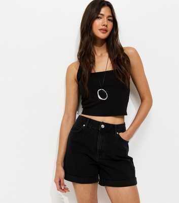 Black Denim Boyfriend Shorts