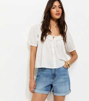 Mid Blue Denim Boyfriend Shorts