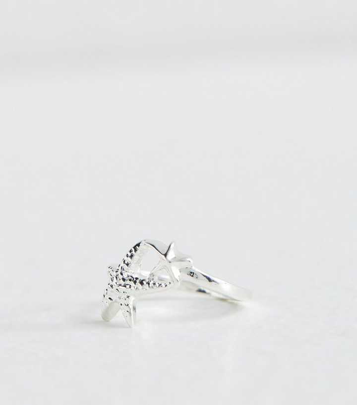 Silver Tone Starfish Wrap Ring