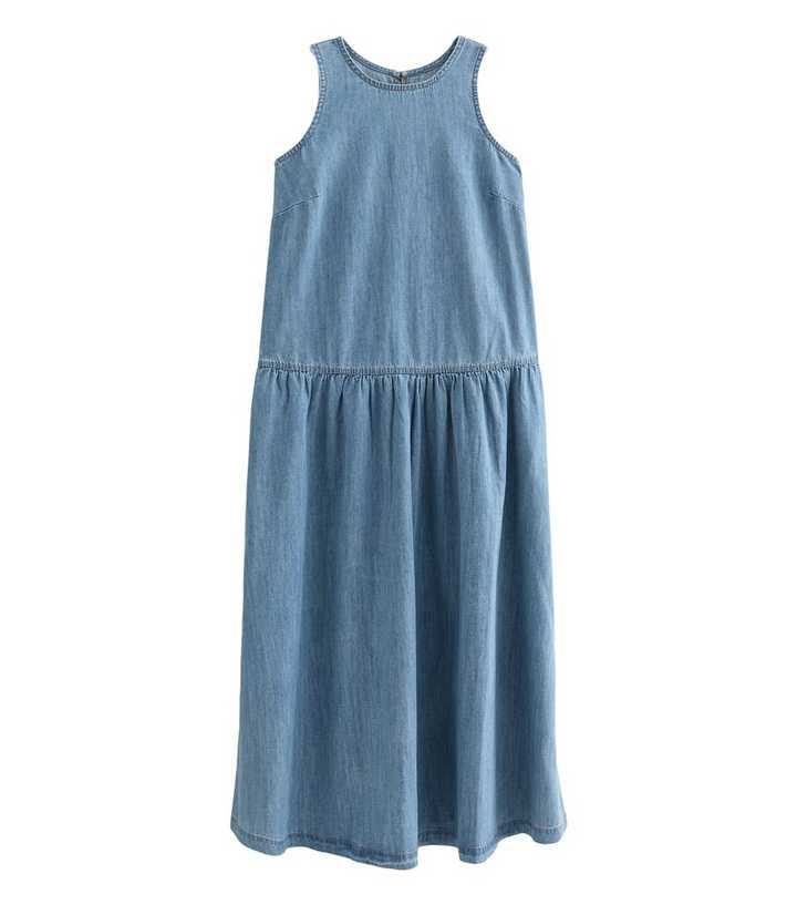 Light Blue Drop Waist Midaxi Dress | New Look