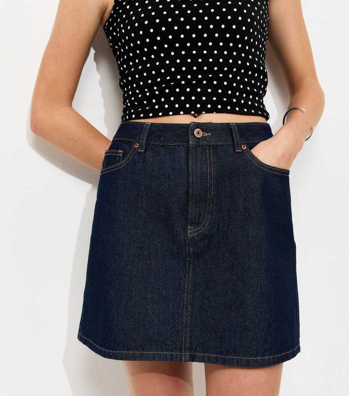 Jupe En Jean New Look Taille 8 – Bleue, Coupe A-line, Courte, Coton, Boutonnée