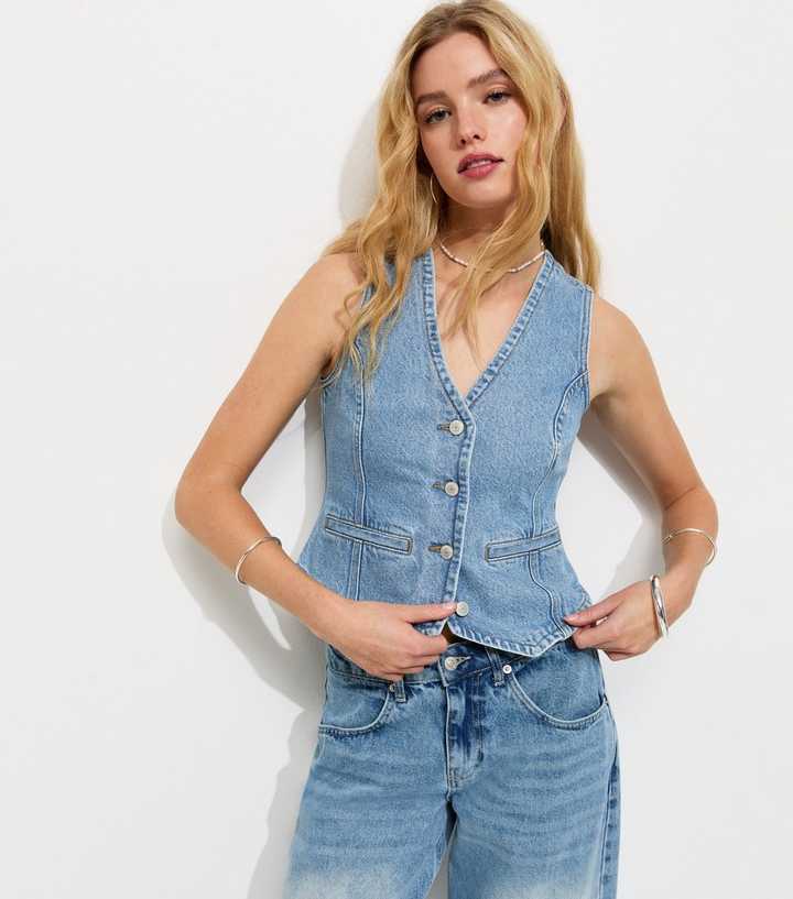 Light Blue Wash Denim Waistcoat