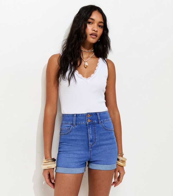 Blue High Waist Denim Shorts